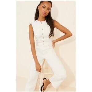 PAIGE Cirie White Sleeveless Denim Jumpsuit - Size 8 (New)